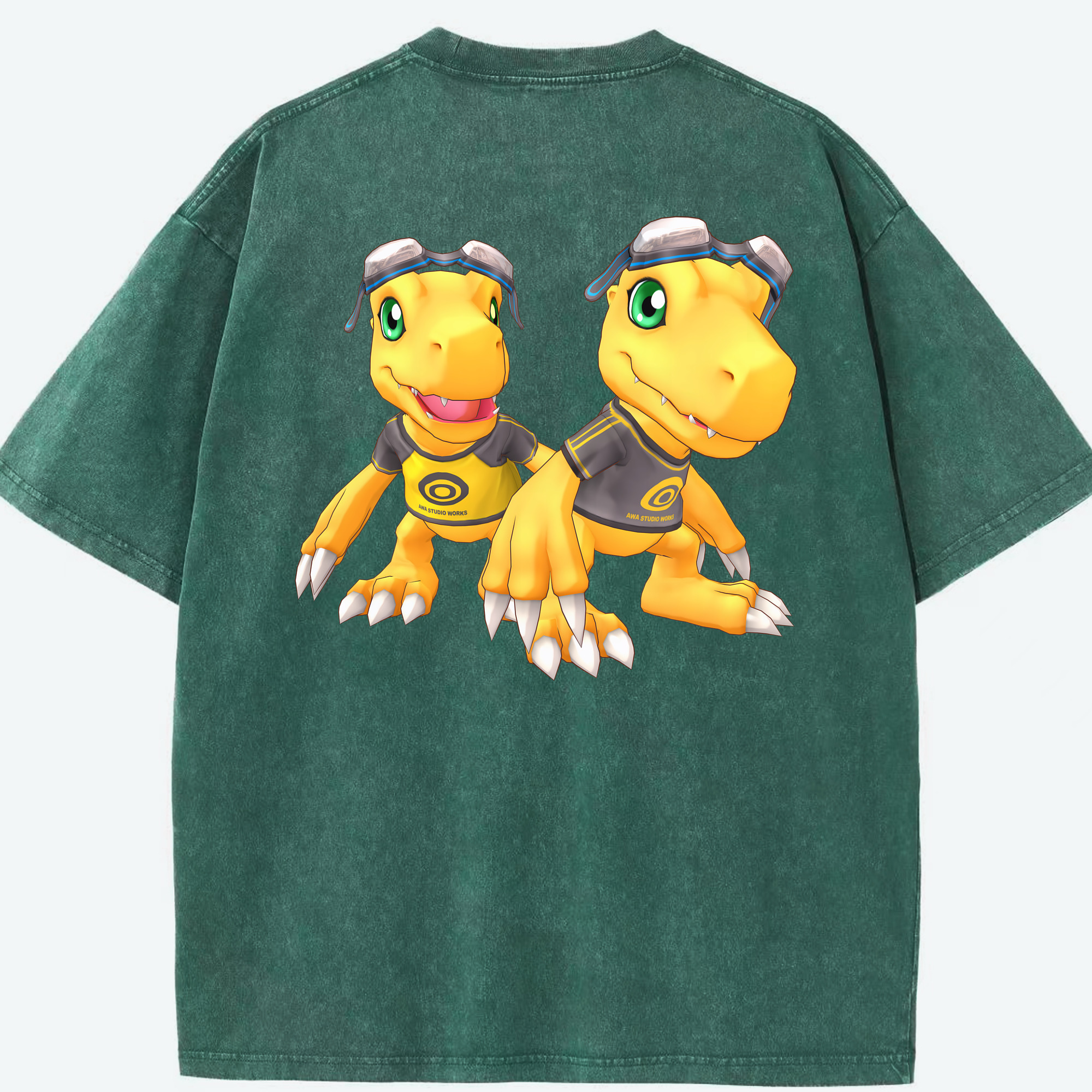 （画像用） Digimon デジタルモンスター/デジモン 綿100% ヴィンテージ風 半袖Tシャツ（背面プリント）
